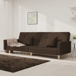 Schlafsofa 2-Sitzer mit 2 Kissen Braun Stoff