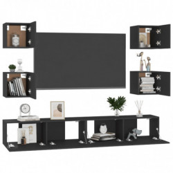 6-tlg. TV-Schrank-Set Schwarz Spanplatte