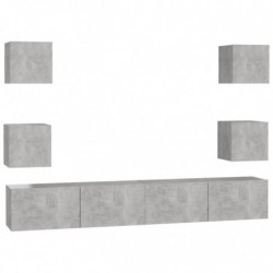 6-tlg. TV-Schrank-Set Betongrau Spanplatte