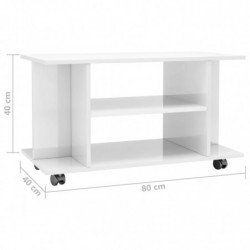 TV-Schrank mit Rollen Hochglanz-Weiß 80x40x40 cm Holzwerkstoff