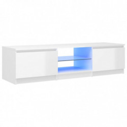 TV-Schrank mit LED-Leuchten Hochglanz-Weiß 140x40x35,5 cm