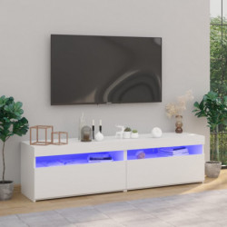 TV-Schränke 2 Stk. mit LED-Leuchten Weiß 75x35x40 cm
