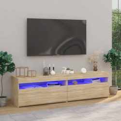 TV-Schränke 2 Stk. mit LED-Leuchten Sonoma-Eiche 75x35x40 cm