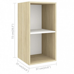 TV-Wandschrank Sonoma-Eiche und Weiß 37x37x72 cm Spanplatte