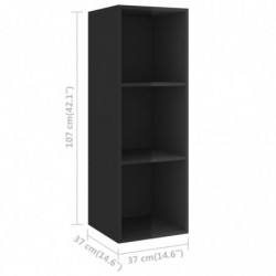 TV-Wandschrank Hochglanz-Schwarz 37x37x107cm Spanplatte