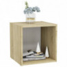 TV-Schrank Weiß Sonoma-Eiche 37x35x37 cm Spanplatte