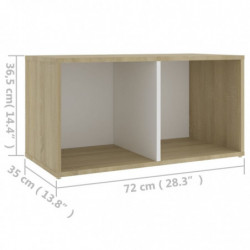 TV-Schrank Weiß Sonoma-Eiche 72x35x36,5 cm Spanplatte