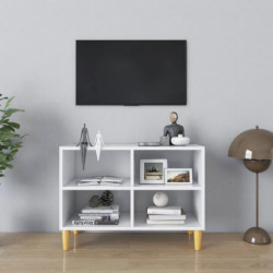 TV-Schrank mit Massivholz-Beinen Weiß 69,5x30x50 cm