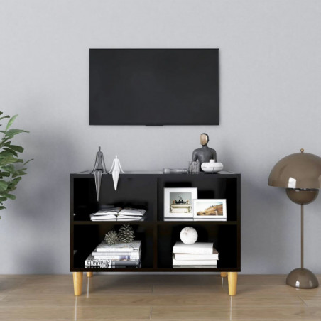 TV-Schrank mit Massivholz-Beinen Schwarz 69,5x30x50cm