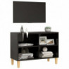 TV-Schrank mit Massivholz-Beinen Schwarz 69,5x30x50cm