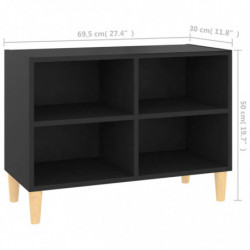 TV-Schrank mit Massivholz-Beinen Schwarz 69,5x30x50cm