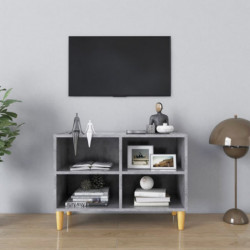 TV-Schrank mit Massivholz-Beinen Betongrau 69,5x30x50 cm
