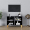 TV-Schrank mit Massivholz-Beinen Hochglanz-Grau 69,5x30x50 cm