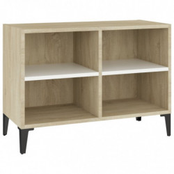 TV-Schrank mit Metallbeinen Weiß Sonoma-Eiche 69,5x30x50cm