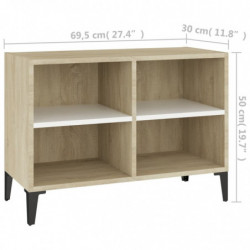 TV-Schrank mit Metallbeinen Weiß Sonoma-Eiche 69,5x30x50cm