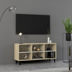 TV-Schrank mit Metallbeinen Weiß Sonoma-Eiche 103,5x30x50 cm