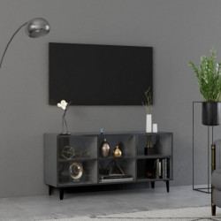 TV-Schrank mit Metallbeinen Hochglanz-Grau 103,5x30x50 cm