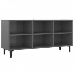 TV-Schrank mit Metallbeinen Hochglanz-Grau 103,5x30x50 cm