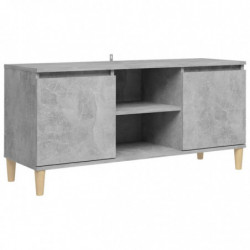 TV-Schrank mit Massivholz-Beinen Betongrau 103,5x35x50 cm