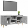 TV-Schrank mit Massivholz-Beinen Betongrau 103,5x35x50 cm