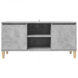 TV-Schrank mit Massivholz-Beinen Betongrau 103,5x35x50 cm