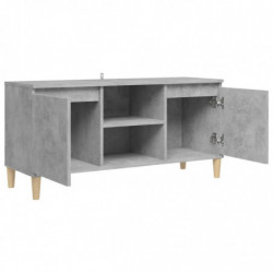 TV-Schrank mit Massivholz-Beinen Betongrau 103,5x35x50 cm