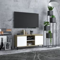 TV-Schrank mit Metallbeinen Weiß Sonoma-Eiche 103,5x35x50 cm
