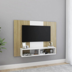 TV-Wandschrank Weiß Sonoma-Eiche 120x23,5x90 cm Spanplatte