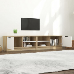 TV-Schränke 2 Stk. Weiß/Sonoma-Eiche 80x35x36,5cm Holzwerkstoff