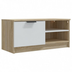 TV-Schränke 2 Stk. Weiß/Sonoma-Eiche 80x35x36,5cm Holzwerkstoff