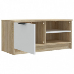 TV-Schränke 2 Stk. Weiß/Sonoma-Eiche 80x35x36,5cm Holzwerkstoff