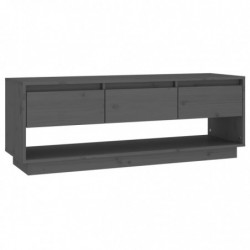 TV-Schrank Grau 110,5x34x40 cm Massivholz Kiefer