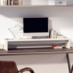 Monitorständer Weiß 100x27x15 cm Massivholz Kiefer