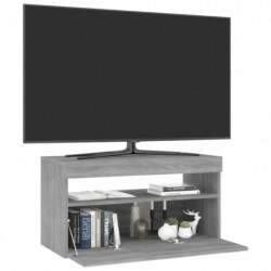 TV-Schrank mit LED-Leuchten Grau 75x35x40 cm