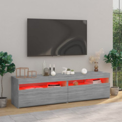 TV-Schrank mit LED-Leuchten 2 Stück Grau Sonoma 75x35x40 cm