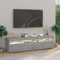 TV-Schrank mit LED-Leuchten 2 Stück Grau Sonoma 75x35x40 cm