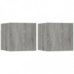 TV-Wandschrank 2 Stk. Grau Sonoma 30,5x30x30 cm