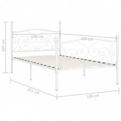 Bettgestell mit Lattenrost Weiß Metall 100 × 200 cm