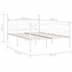 Bettgestell mit Lattenrost Weiß Metall 120×200 cm