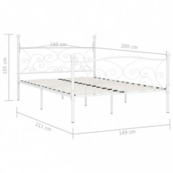 Bettgestell mit Lattenrost Weiß Metall 140 × 200 cm