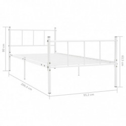 Bettgestell Weiß Metall 90×200 cm