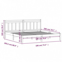 Massivholzbett Grau 180x200 cm 6FT Super King