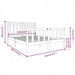 Massivholzbett Grau 150x200 cm 5FT King Size