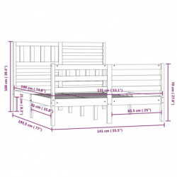 Massivholzbett Grau 135x190 cm 4FT6 Double