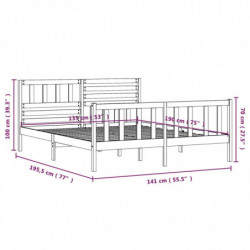 Massivholzbett Grau 135x190 cm 4FT6 Double