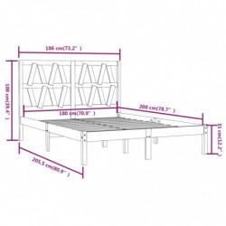 Massivholzbett Grau Kiefer 180x200 cm 6FT Super King