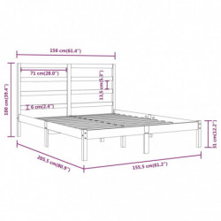 Massivholzbett Honigbraun 150x200 cm 5FT King Size