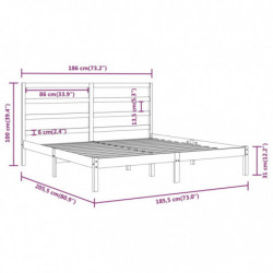 Massivholzbett Schwarz 180x200 cm 6FT Super King