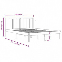 Massivholzbett Grau Kiefer 150x200 cm 5FT King Size