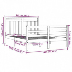 Massivholzbett Grau 135x190 cm 4FT6 Double